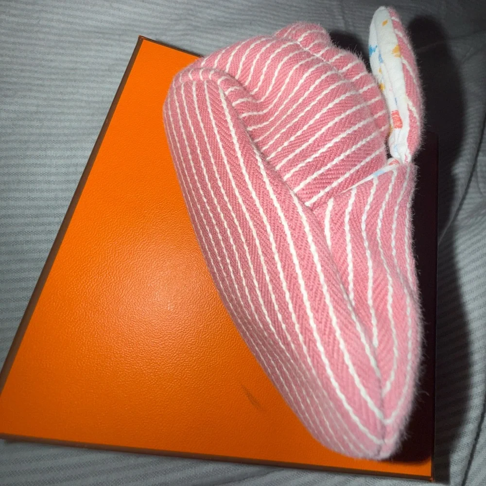 Hermes Baby Shoes in Pink and White Stripes - Picture 3 of 5